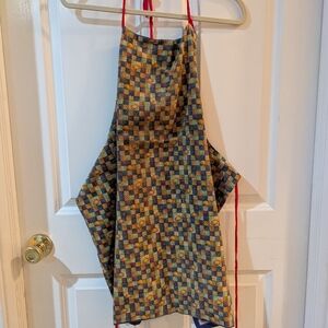 Handmade Reversible Colorful Checkered Apron And Runner. Thanksgiving & Christma